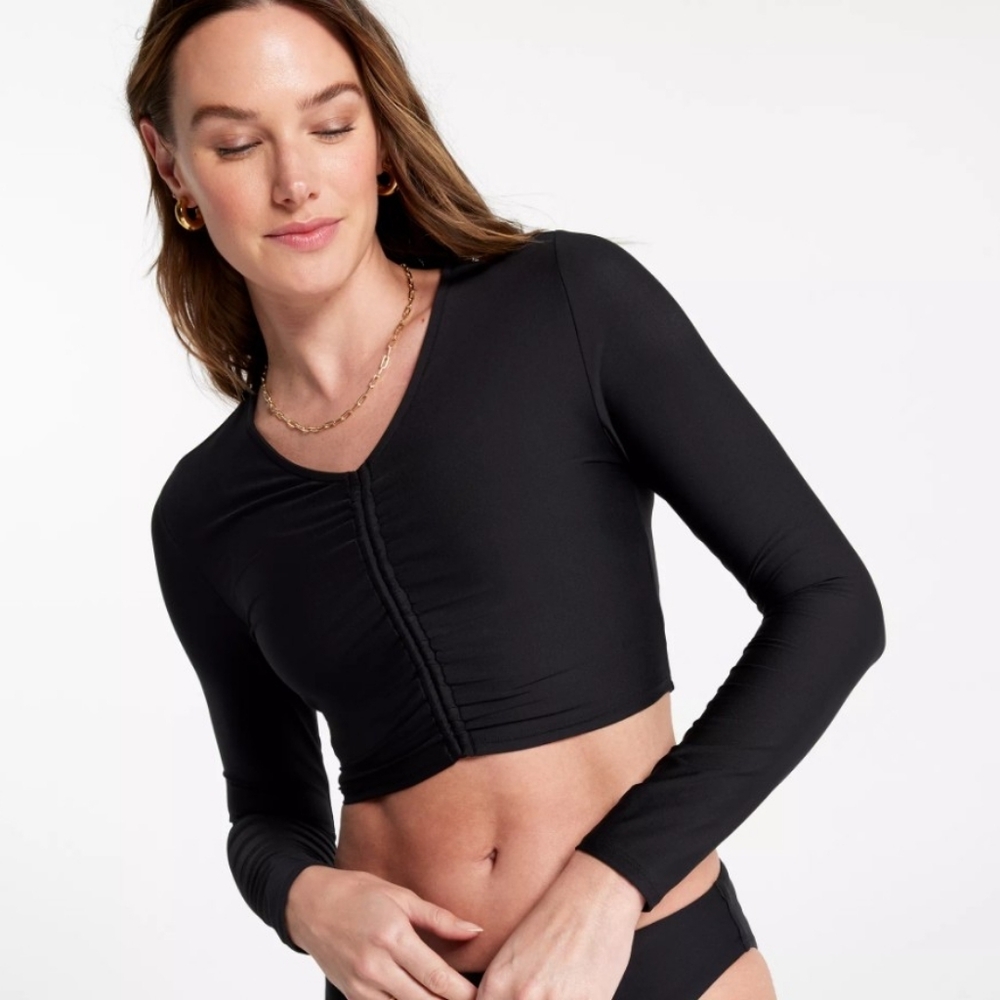 CALIA Long Sleeve Ruched Swim Rashguard